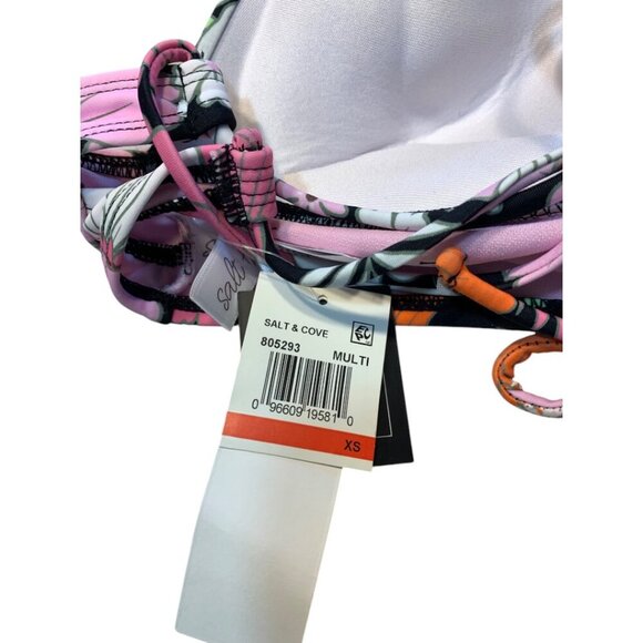 Salt + Cove Juniors' Floral-Print Shirred-Front Bikini Top XS - Picture 5 of 5